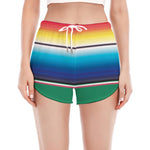 Mexican Striped Blanket Pattern Print Women's Split Running Shorts