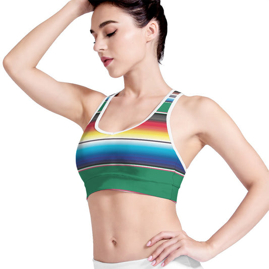 Mexican Striped Blanket Pattern Print Women's Sports Bra