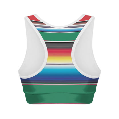 Mexican Striped Blanket Pattern Print Women's Sports Bra
