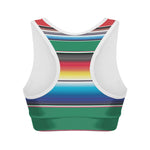 Mexican Striped Blanket Pattern Print Women's Sports Bra