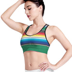 Mexican Striped Blanket Pattern Print Women's Sports Bra