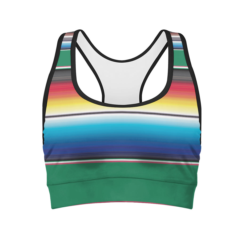 Mexican Striped Blanket Pattern Print Women's Sports Bra