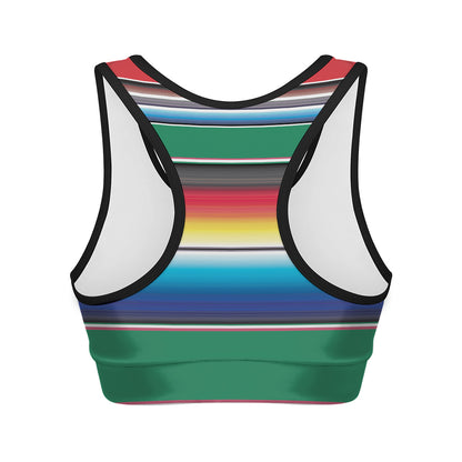 Mexican Striped Blanket Pattern Print Women's Sports Bra