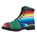 Mexican Striped Blanket Pattern Print Padded Collar Lace Up Boots