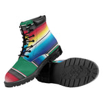 Mexican Striped Blanket Pattern Print Work Boots