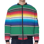Mexican Striped Blanket Pattern Print Zip Sleeve Bomber Jacket