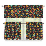 Mexico Cinco de Mayo Pattern Print 3 Piece Kitchen Curtains