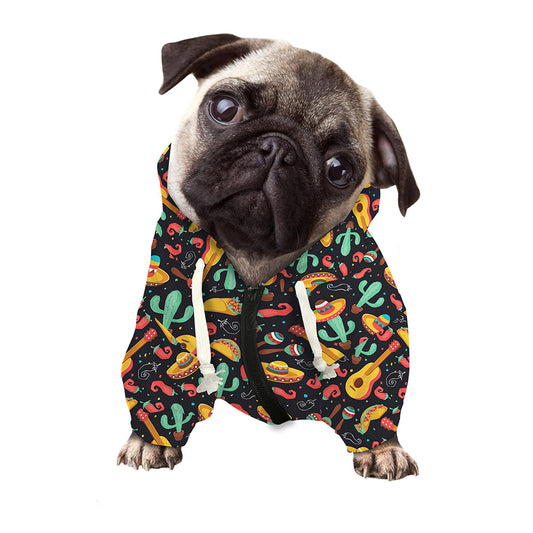 Mexico Cinco de Mayo Pattern Print Dog Zip Up Hoodie