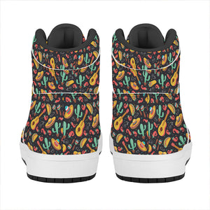 Mexico Cinco de Mayo Pattern Print High Top Leather Sneakers