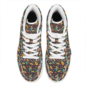 Mexico Cinco de Mayo Pattern Print High Top Leather Sneakers