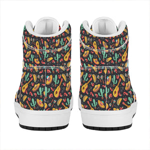 Mexico Cinco de Mayo Pattern Print High Top Leather Sneakers