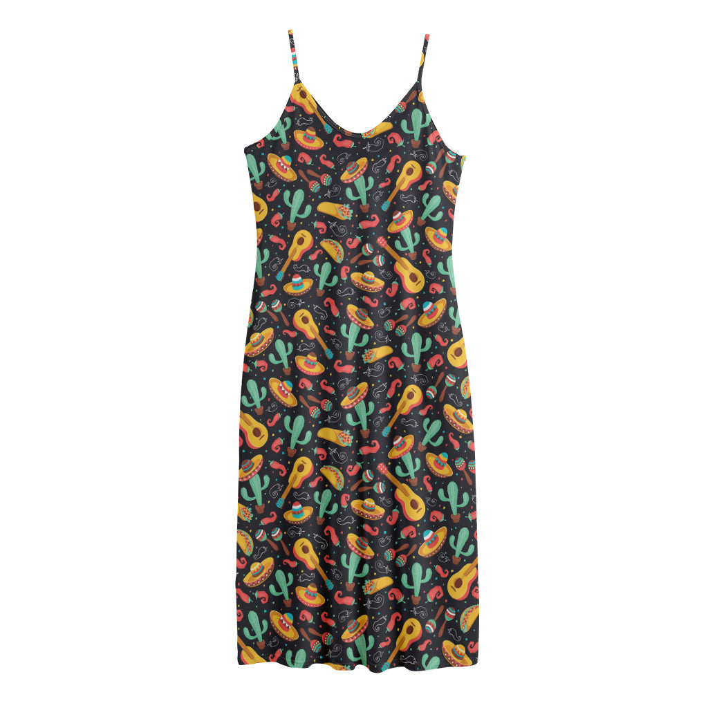 Mexico Cinco de Mayo Pattern Print Jersey Midi Cami Dress