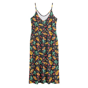 Mexico Cinco de Mayo Pattern Print Jersey Midi Cami Dress