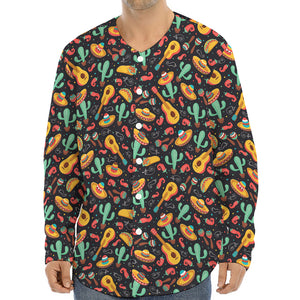 Mexico Cinco de Mayo Pattern Print Long Sleeve Baseball Jersey