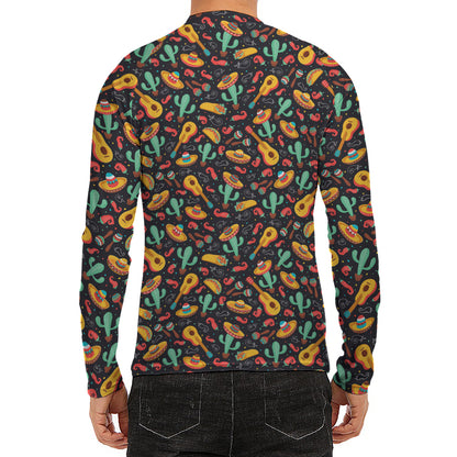 Mexico Cinco de Mayo Pattern Print Men's Long Sleeve Rash Guard