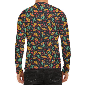 Mexico Cinco de Mayo Pattern Print Men's Long Sleeve Rash Guard