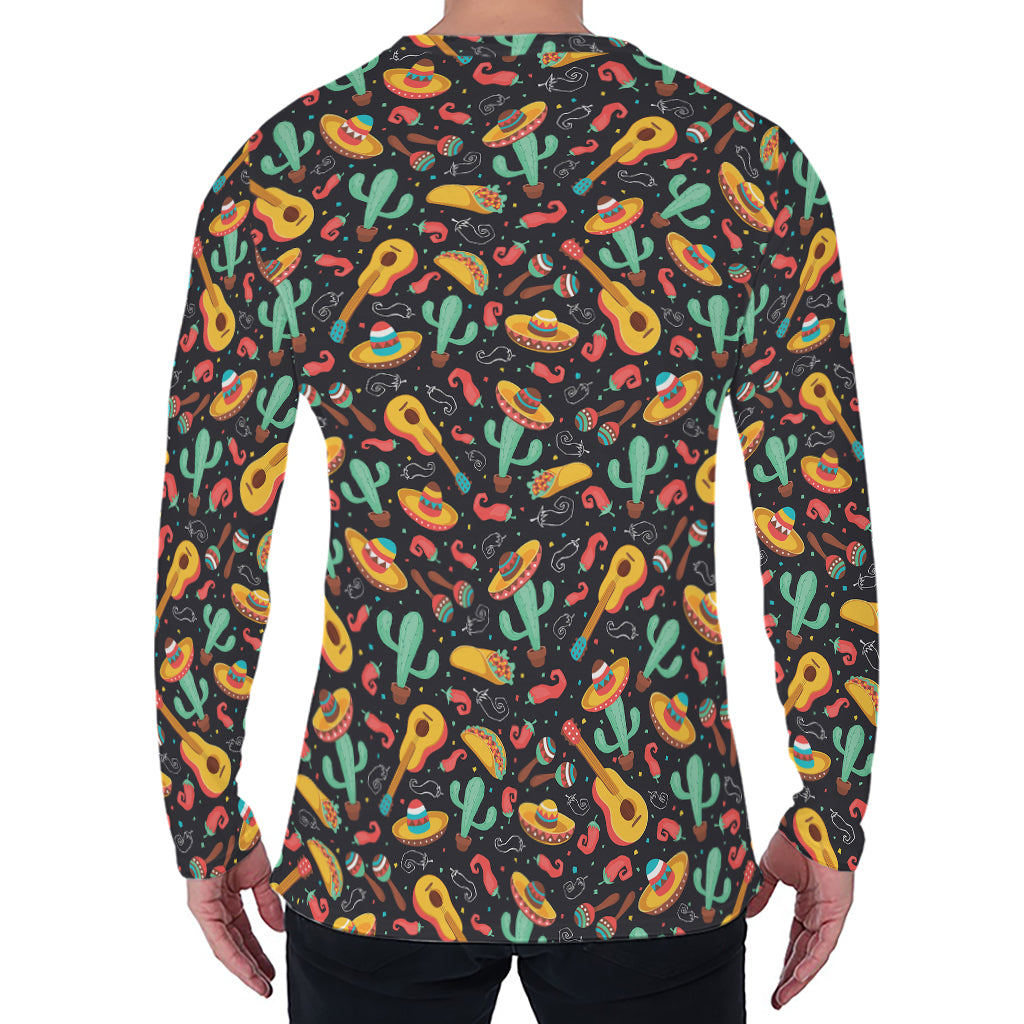 Mexico Cinco de Mayo Pattern Print Men's Long Sleeve T-Shirt