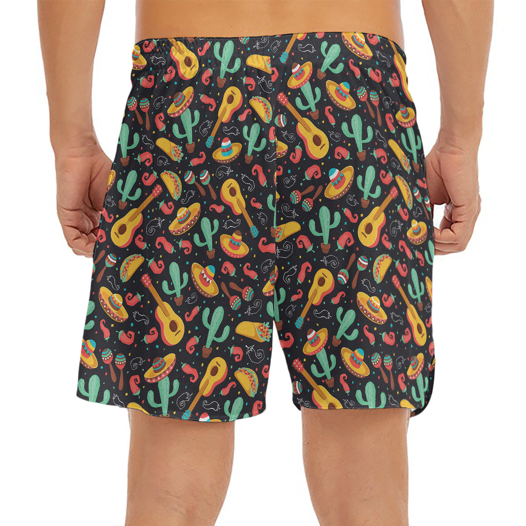 Mexico Cinco de Mayo Pattern Print Men's Split Running Shorts