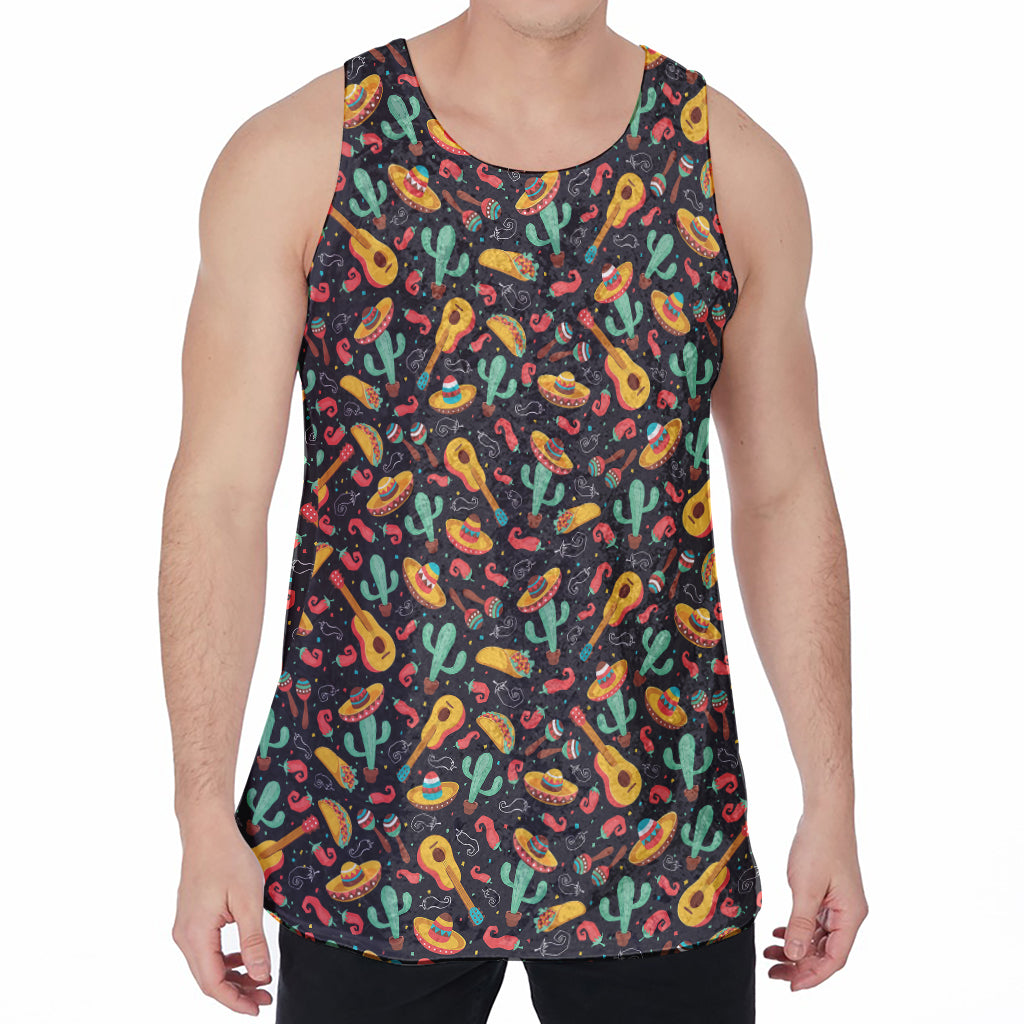 Mexico Cinco de Mayo Pattern Print Men's Velvet Tank Top