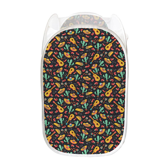 Mexico Cinco de Mayo Pattern Print Mesh Laundry Hamper
