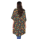 Mexico Cinco de Mayo Pattern Print Open Front Beach Cover Up