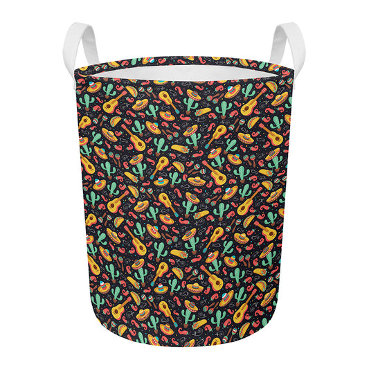 Mexico Cinco de Mayo Pattern Print Round Laundry Basket