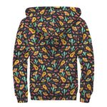 Mexico Cinco de Mayo Pattern Print Sherpa Lined Zip Up Hoodie