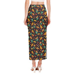 Mexico Cinco de Mayo Pattern Print Side Slit Maxi Skirt