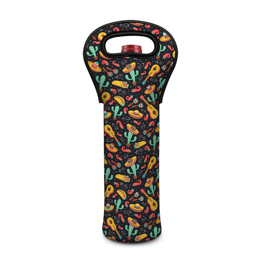 Mexico Cinco de Mayo Pattern Print Single Neoprene Wine Tote