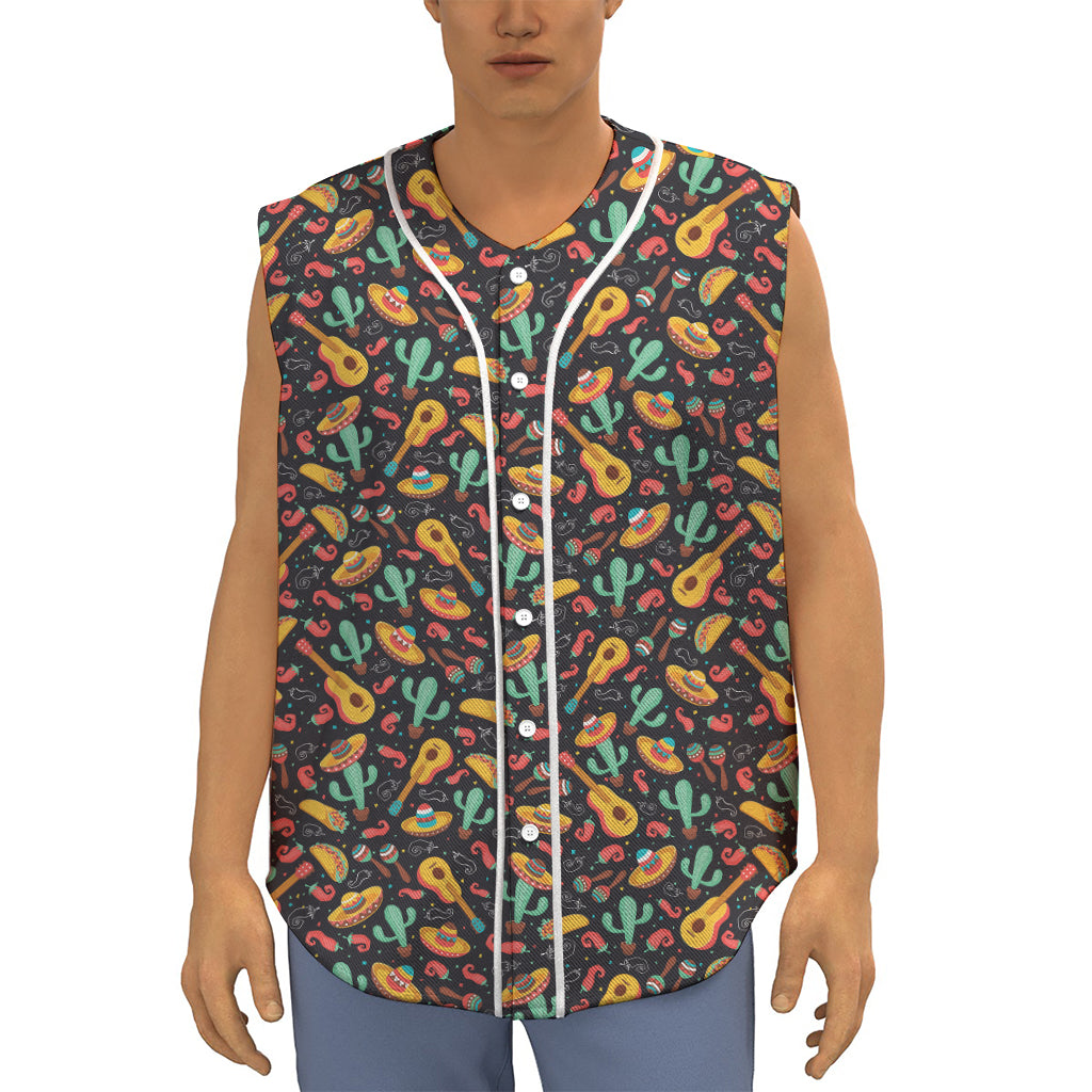 Mexico Cinco de Mayo Pattern Print Sleeveless Baseball Jersey