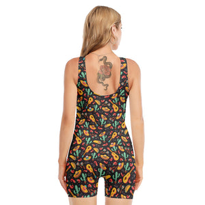 Mexico Cinco de Mayo Pattern Print Sleeveless One Piece Swimsuit