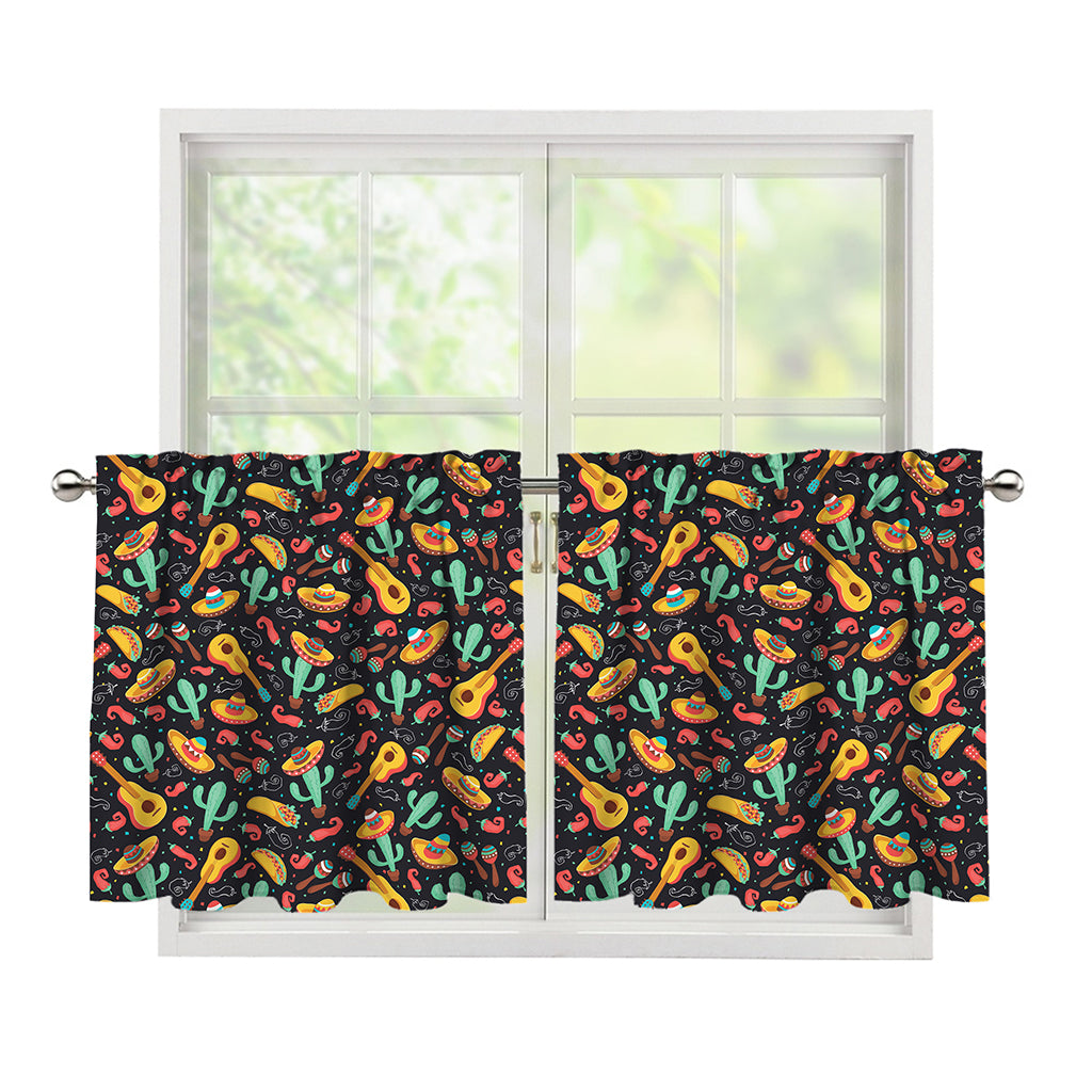 Mexico Cinco de Mayo Pattern Print Tier Curtains