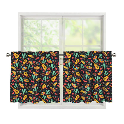 Mexico Cinco de Mayo Pattern Print Tier Curtains