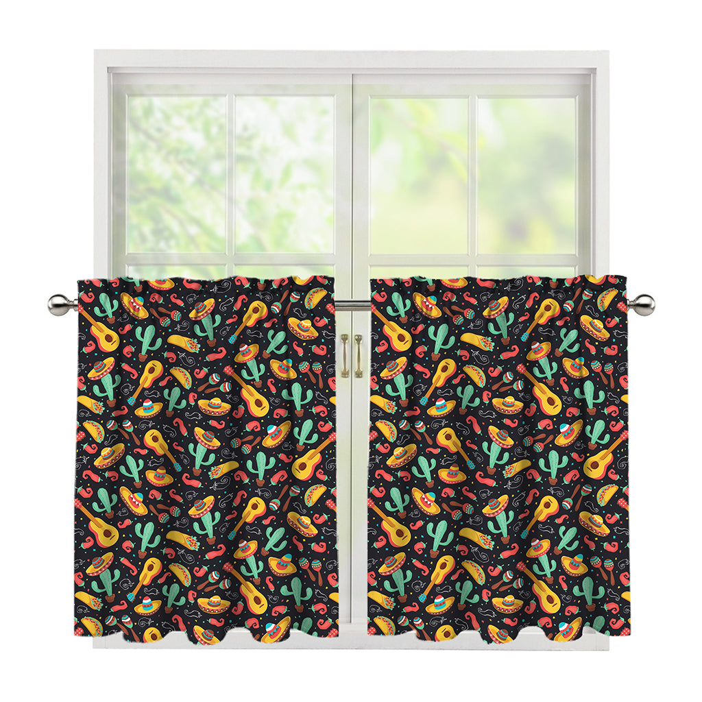 Mexico Cinco de Mayo Pattern Print Tier Curtains