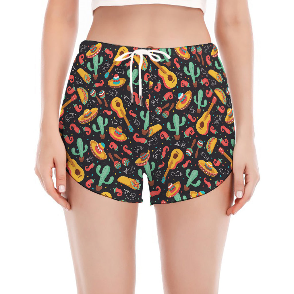 Mexico Cinco de Mayo Pattern Print Women's Split Running Shorts