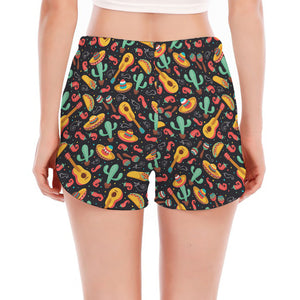 Mexico Cinco de Mayo Pattern Print Women's Split Running Shorts