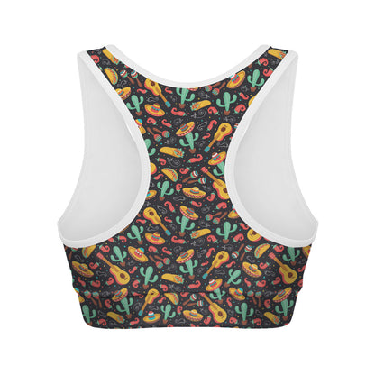 Mexico Cinco de Mayo Pattern Print Women's Sports Bra