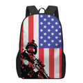 Military American Flag Print 17 Inch Backpack