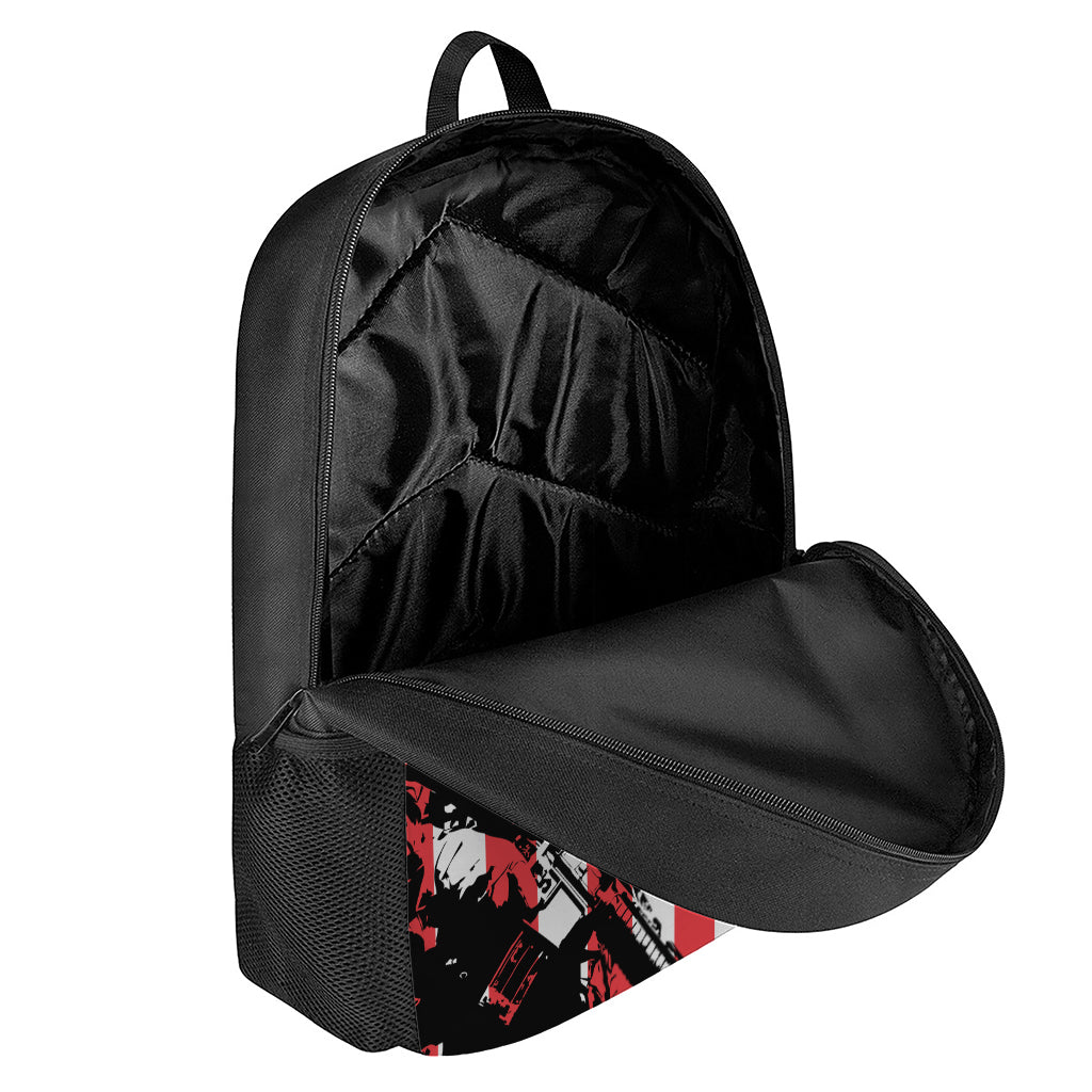 Military American Flag Print 17 Inch Backpack