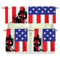 Military American Flag Print 3 Piece Kitchen Curtains