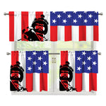 Military American Flag Print 3 Piece Kitchen Curtains