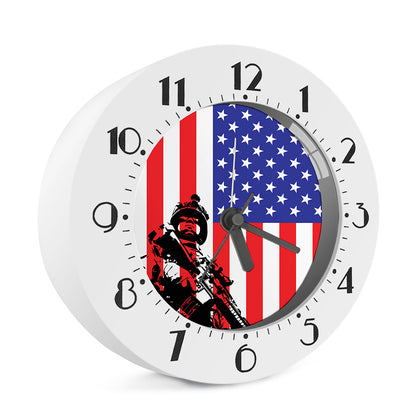 Military American Flag Print Alarm Clock