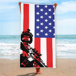 Military American Flag Print Beach Towel