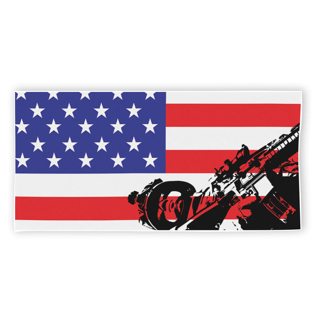 Military American Flag Print Beach Towel