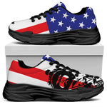 Military American Flag Print Black Chunky Shoes