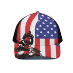 Military American Flag Print Black Mesh Trucker Cap