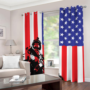 Military American Flag Print Blackout Grommet Curtains