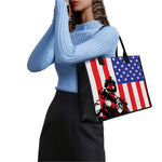 Military American Flag Print Canvas Tote Bag