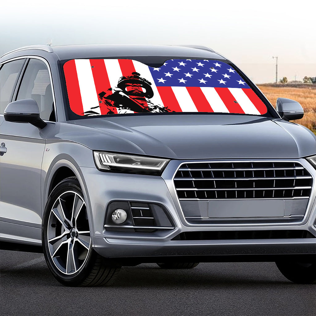 Military American Flag Print Car Windshield Sun Shade