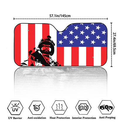 Military American Flag Print Car Windshield Sun Shade